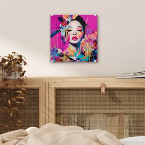 Vrouw - Portret - Abstract - Paars plexiglas 5mm klein -sfeer4