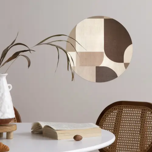 Geometrisch - Geweven structuur - Modern Wandcirkel behangsticker klein -sfeer3