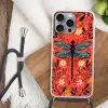 Libel - Blauw - Vleugels - Bladeren Hoesje iPhone 16 Pro Max met koord klein -sfeer4