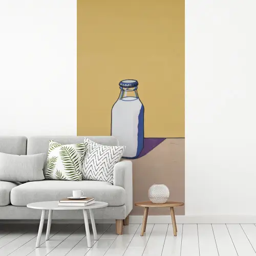 Glazen - Fles - Illustratie - Melk fotobehang vinyl groot -woonkamer