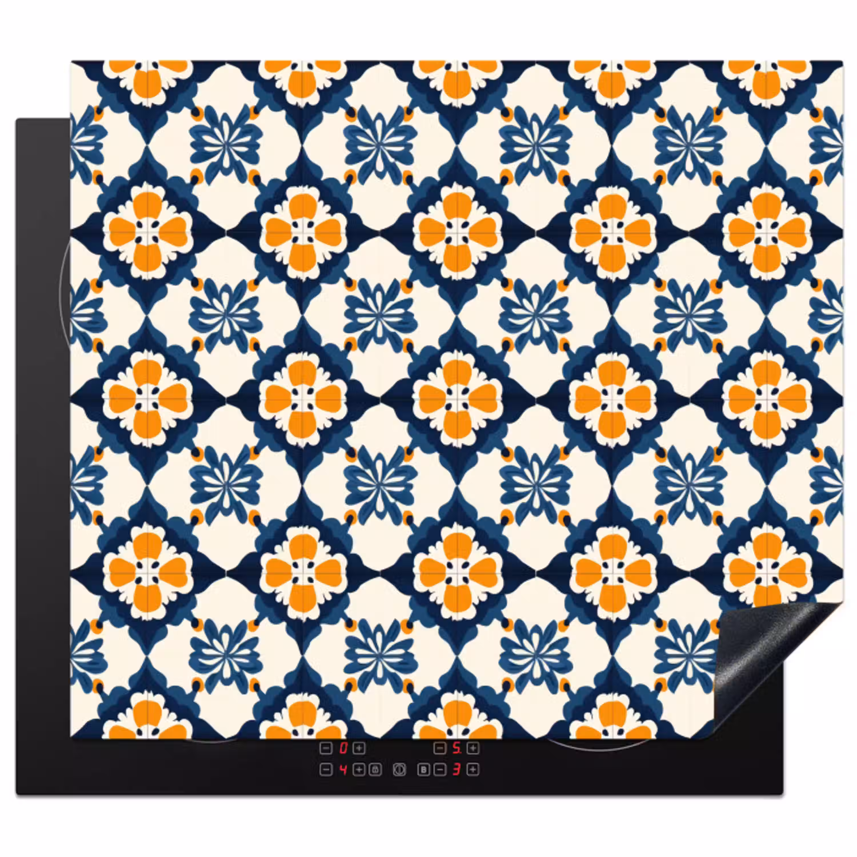 Klassiek - Geometrisch - Blauw Inductie beschermer vinyl 3mm middel 274 -3d