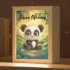 Panda - Bamboebos - Groen Light Box met kabel (Kinderlampje) klein -zzz_3d_website