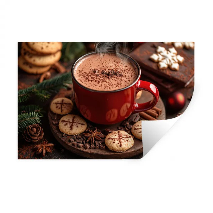 Chocolademelk - Mok - Winter - Kerst - Gezelligheid Muursticker klein -3d