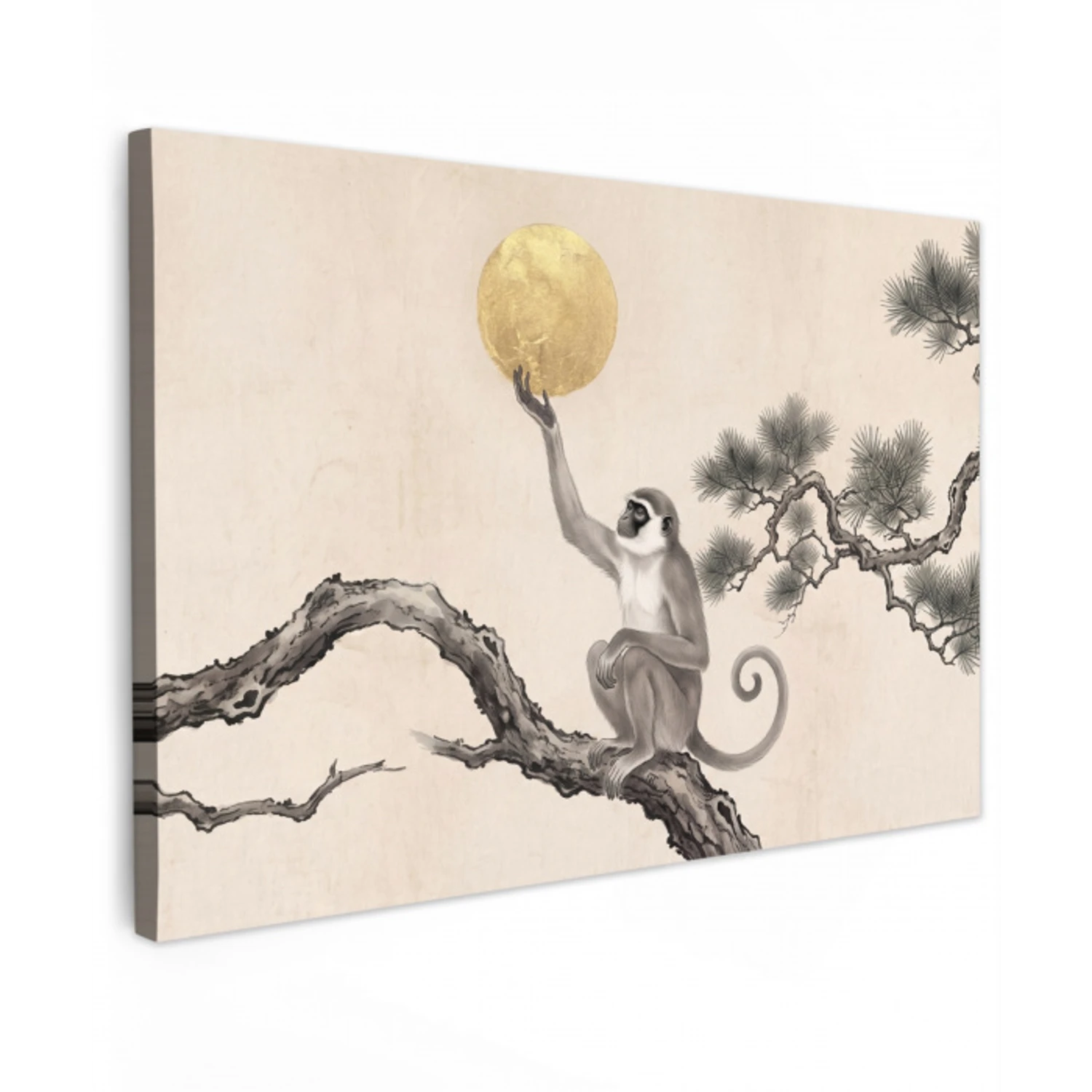 Aap - Maan - Goud canvas 2cm klein -z3d