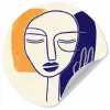 Minimalistisch - Gezicht - Hand - Oranje - Blauw Wandcirkel behangsticker klein -3d