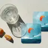 Kitesurfer - Oranje - Zee - Lucht onderzetter kurk middel -sfeer4