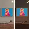 Muis - Kimono - Bloemen - Blauw Light Box met batterij (Wandlamp) middel -sfeer3