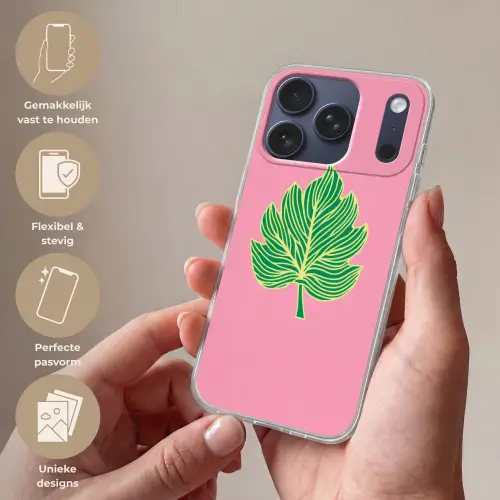 Blad - Groen - Illustratie - Minimalistisch Telefoonhoesje iPhone 17 Pro klein -sfeer3_NL