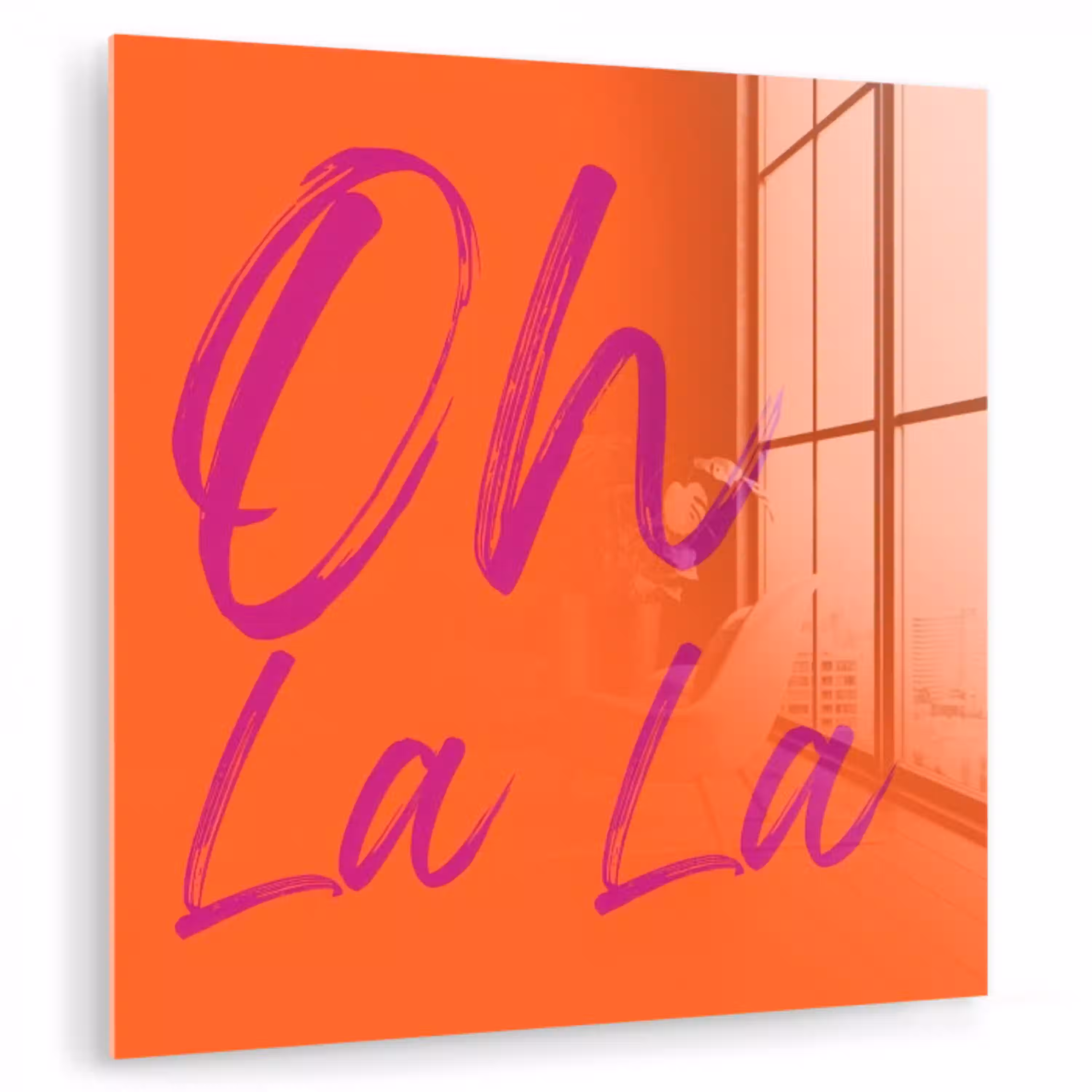 Oh la la - Oranje - Roze - Grafisch plexiglas 5mm klein -zzzproduct_nieuw