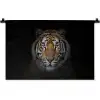 Tijger - Wilde dieren - Portret - Zwart - Dieren Wandkleed katoen klein -zz3d
