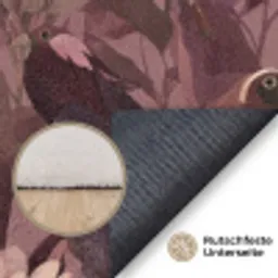 Vogels - Bladeren - Roze Vloerkleed Rechthoek klein 1091 -uniquesellingpoint_antislip_DE_DE