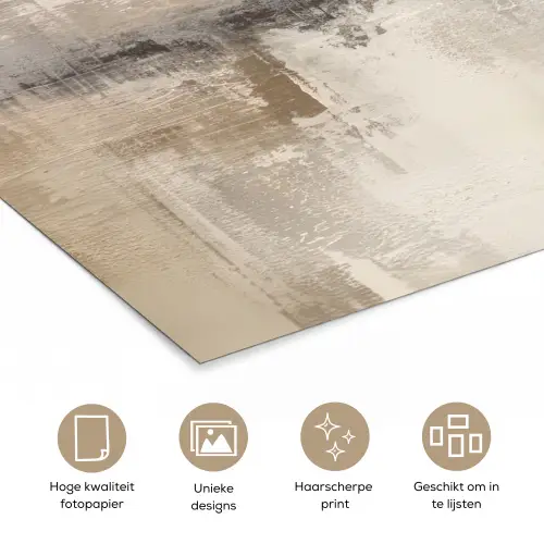 Moderne kunst - Abstract - Beige poster papier klein -closeup_NL