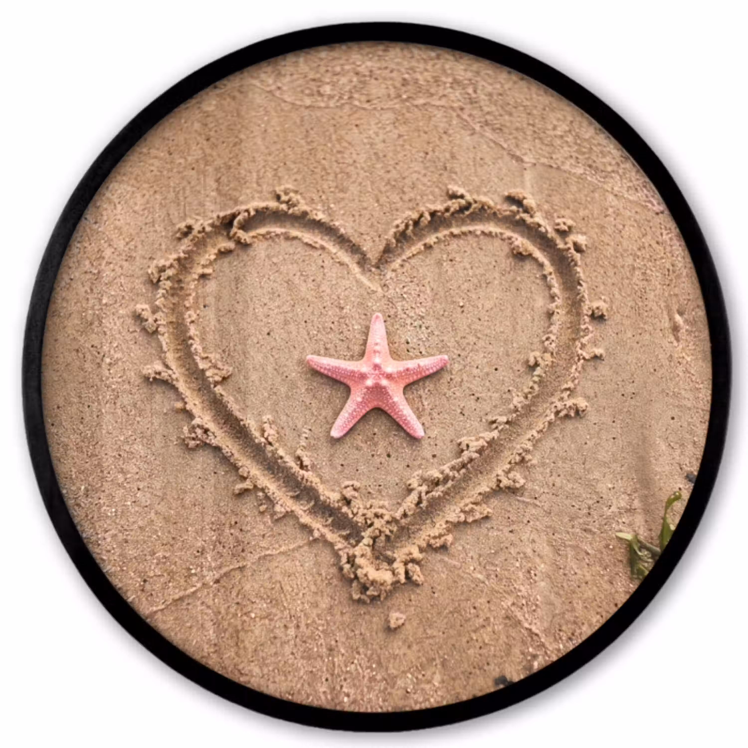 Dieren - Hart - Strand - Zand - Roze Fotolijst rond zonder passe partout klein -3d
