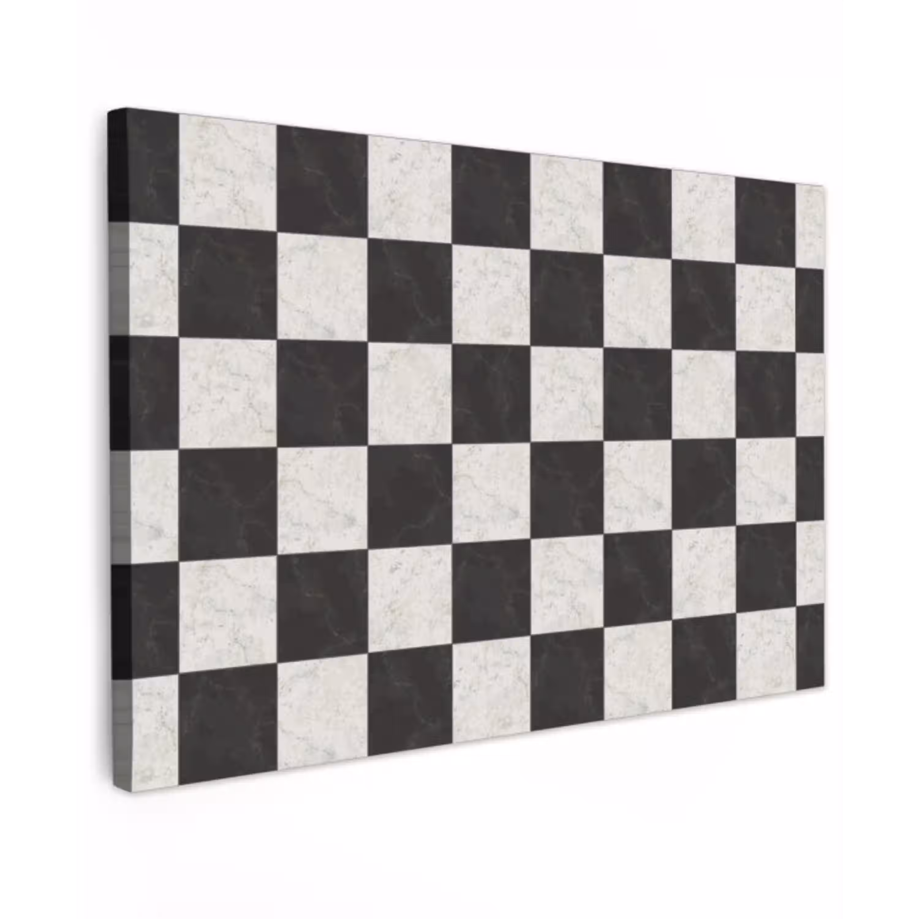 Dambord - Marmer - Zwart - Wit canvas 2cm klein 34 -z3d
