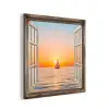 Doorkijk - Zee - Boot - Zonsondergang aluminium wit klein -3d