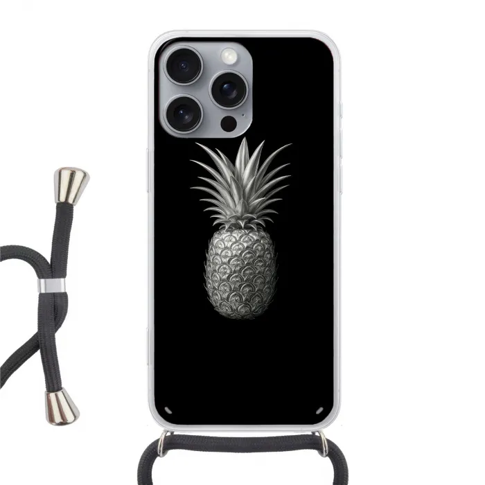 Ananas - Gedetailleerd - Bladeren Hoesje iPhone 16 Pro Max met koord klein -3d