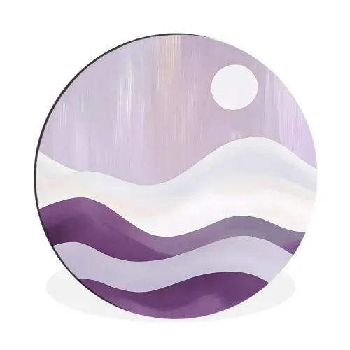 Golven - Heuvels - Abstract - Paars Wandcirkel aluminium klein -3d