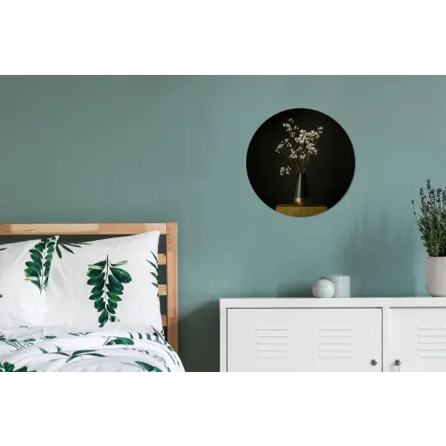 Bloembollen - Wit - Vaas - Minimalistisch Wandcirkel aluminium klein -slaapkamer