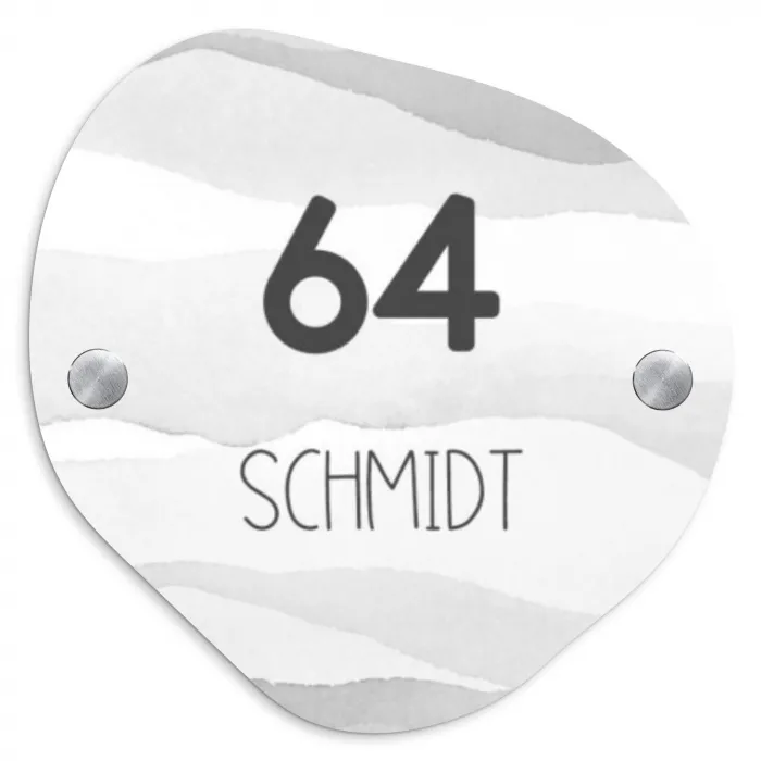 Aquarel - Grijs - Modern Naambord Organisch middel -3d