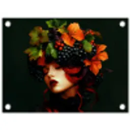 Vrouw - Rood - Groen - Druiven tuinposter los doek klein -3d