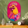 Haan - Kleurrijk - Kimono - Roze Wandcirkel Ovaal Glas middel -sfeer2