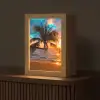 Palm - Zonsondergang - Horizon - Strand - Zee - Tropisch Light Box met kabel (Tafellamp) klein -z3d_website