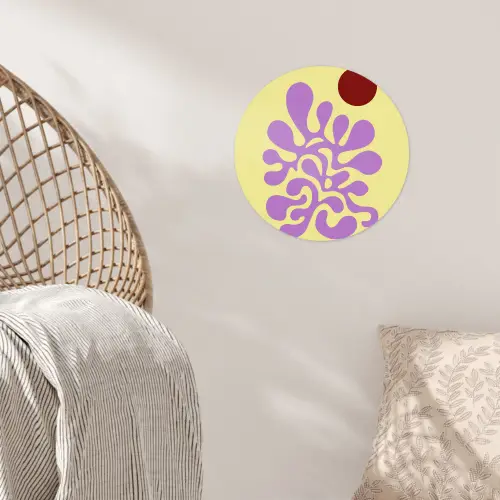 Koraal - Cirkel - Abstract - Geel Wandcirkel behangsticker klein -sfeer4