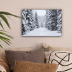 Bos - Winter - Sneeuw - Pad - Natuur canvas 2cm klein -sfeer1