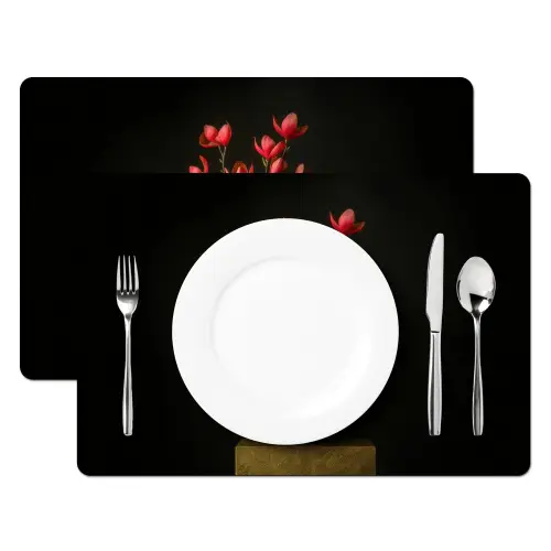 Rode - Bloemen - Vaas Placemat vinyl groot -zzsfeer2_Kitchenyeah-website
