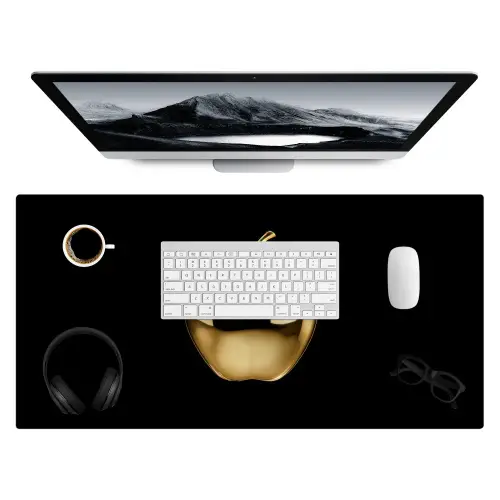 Appel - Goud - Chrome - Zwart Muismat XXL klein -3d