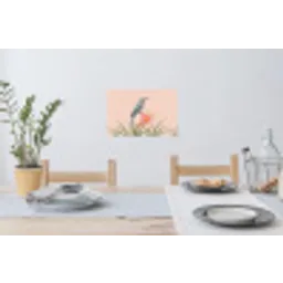 Vogel - Bloem - Natuur - Roze Muursticker klein -eettafel