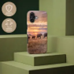 Olifanten - Savanne - Zonsondergang - Afrika - Warm Toughcase MagSafe Apple iPhone 17 klein -USP_PrintM_FR