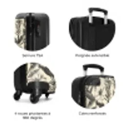 Klassiek - Botanisch - Zwart - Beige NBS - Handbagage koffer - Volwassenen Unisex middel zzzzzzzbolletjes_FR