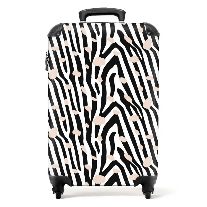 Patronen - Zwart - Wit - Minimalisme NBS - Handbagage koffer - Unisex middel -productfoto_recht