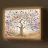 Levensboom - Goud - Kleurrijk - Abstract - Aesthetic Light Box met batterij (Wandlamp) middel -z3d_website
