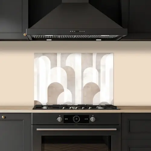 Abstracte bogen - Modern - Beige keuken achterwand spatscherm klein -sfeer1