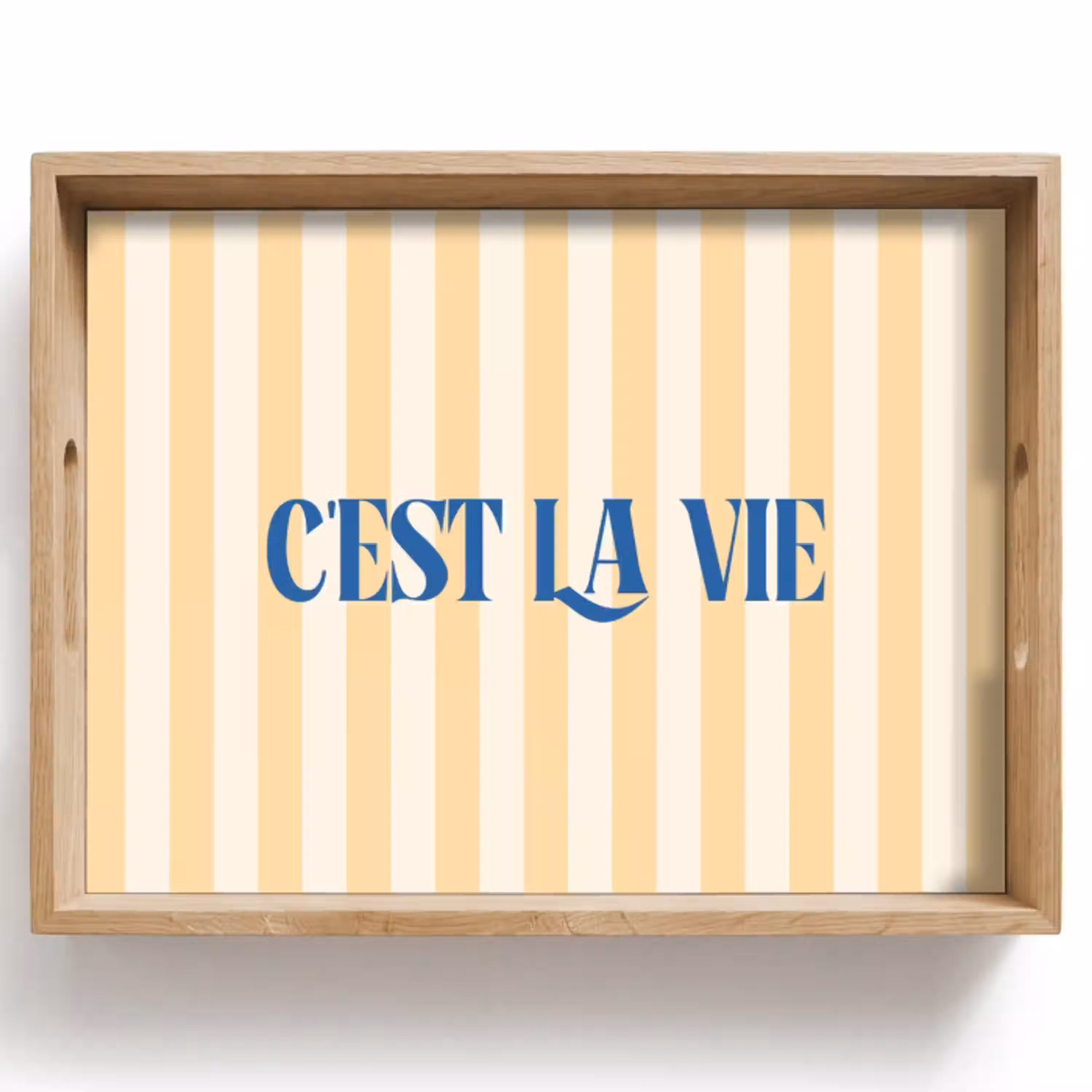 Blauw - Geel - Strepen - C'est La Vie Dienblad Rechthoek middel -z3d_shopping