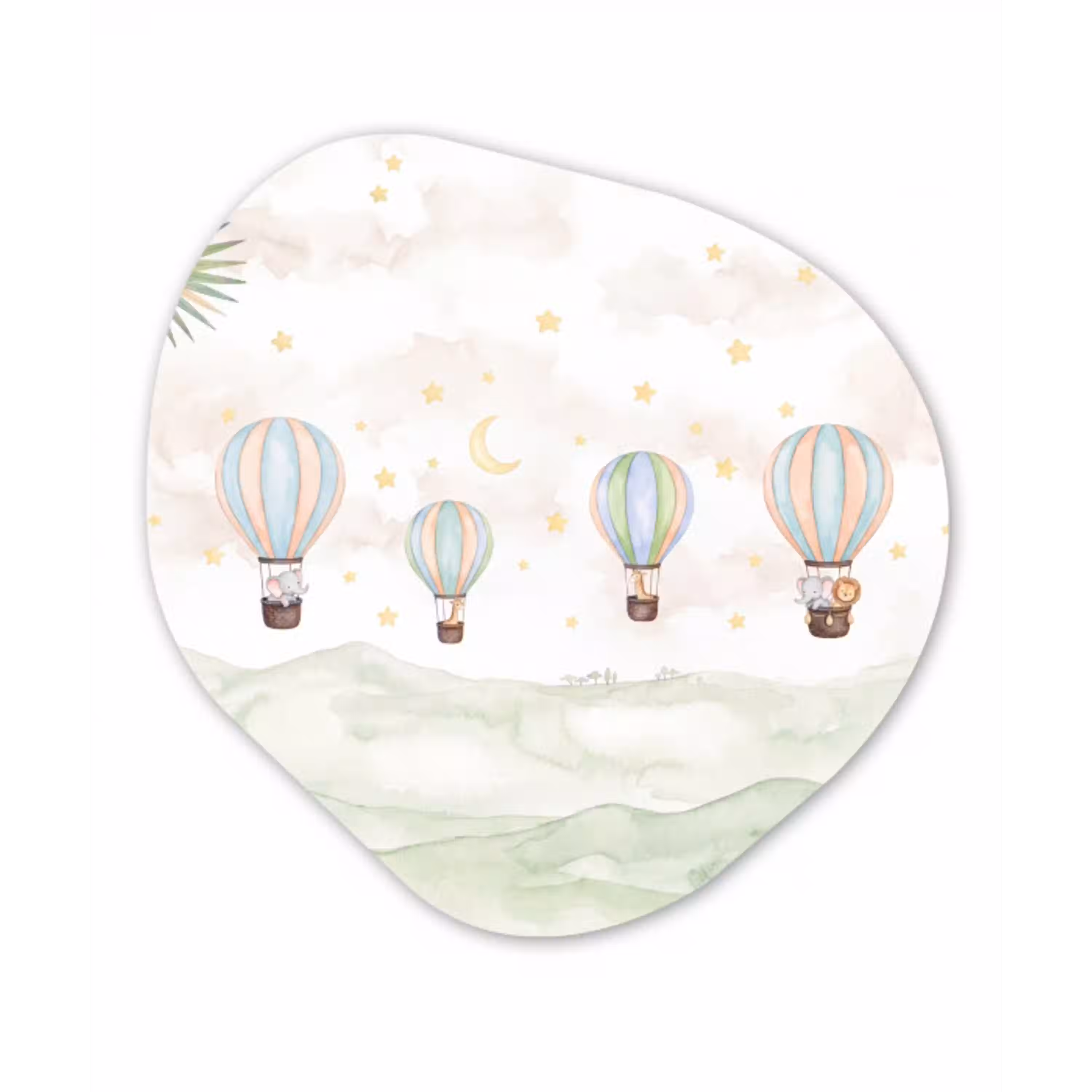 Aquarel - Luchtballonnen - Pastel Wandcirkel Organisch Forex 3mm klein -3d
