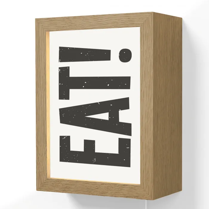 Decoratie - Eten - Zwart - Wit Light Box met kabel (Wandlamp) klein -3d