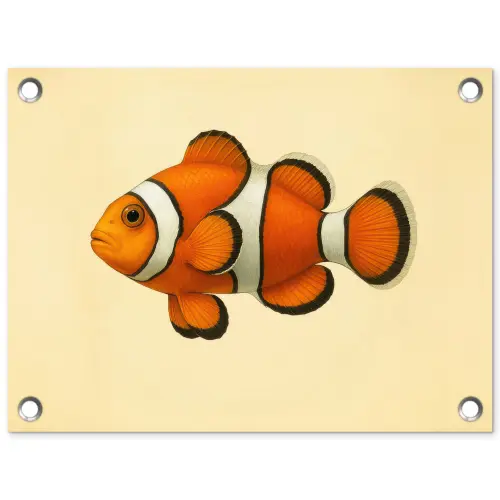 Vis - Oranje - Strepen tuinposter los doek klein -3d