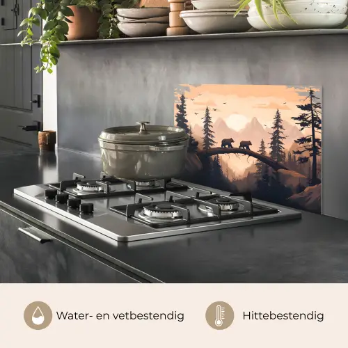 Beren - Bomen - Landschap - Zonsondergang keuken achterwand spatscherm klein -usp_NL