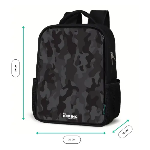 Groene camouflage print Rugzak - Zwart middel -productfoto_formaten