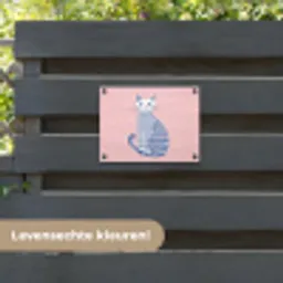 Kat - Illustratie - Minimalistisch - Roze tuinposter los doek klein -sfeer3