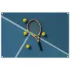 Tennisracket - Bal - Blauw - Veld tuinposter los doek groot -3d