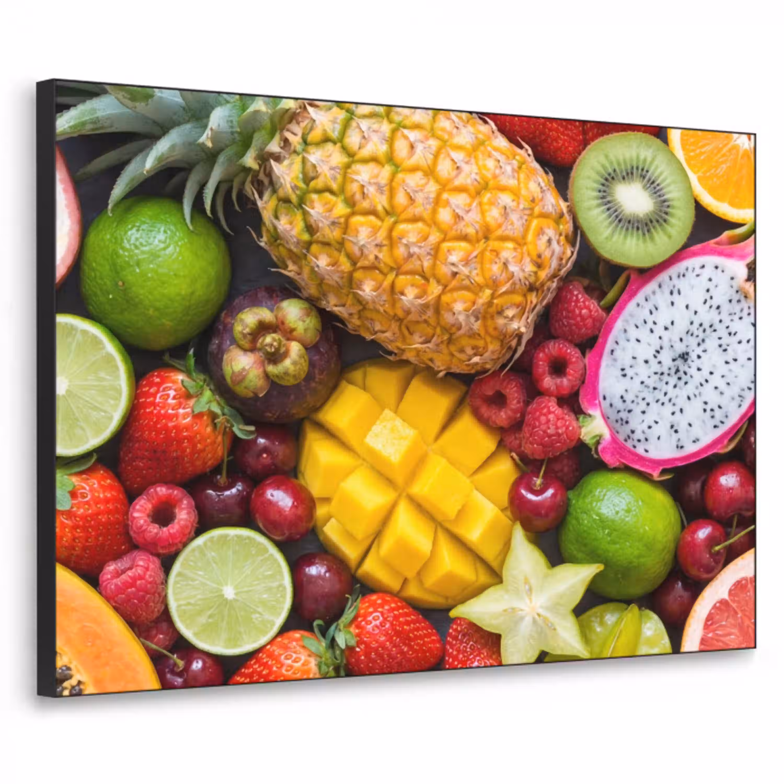 Fruit - Assortiment - Vers - Gezond - Kleurrijk Textielframe zwart klein -3d