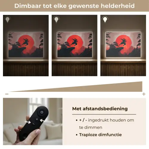 Zon - Krijger - Bomen - Bergen Light Box met batterij (Wandlamp) middel -USP_dimbaarNL