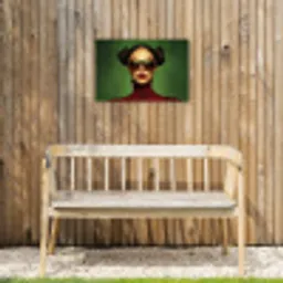 Vrouw - Groen - Bril - Aesthetic - Modern Tuinposter op houten frame 2 cm dik klein -sfeer4
