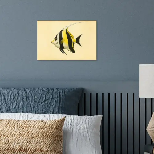 Vis - Sierlijk - Rugvin - Geel poster papier klein -sfeer2