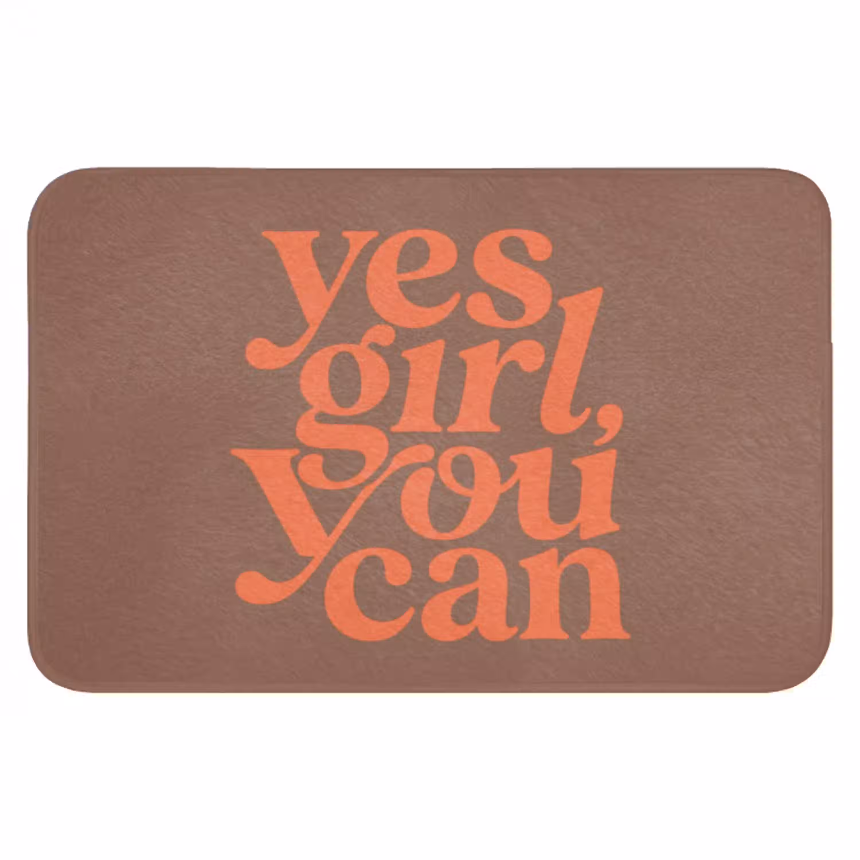 Yes girl you can - Oranje - Bruin Badmat klein -3d