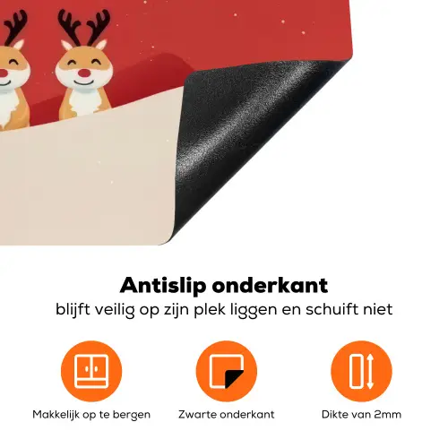 Illustratie - Kerstman - Rendieren - Rood Inductie beschermer vinyl 3mm klein -zzzzzzz-td-onderkant